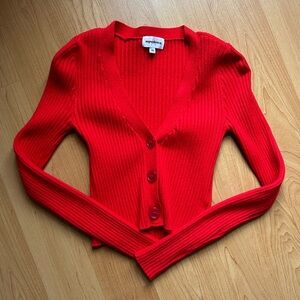 Revolve Superdown Red Cropped Cardigan